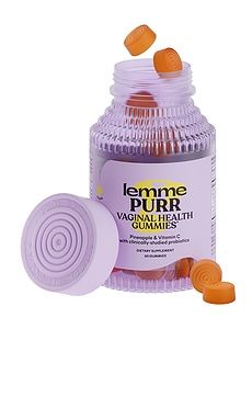 Lemme Purr Vaginal Health Gummies – flacon violet avec gummies ananas