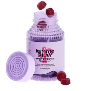 Lemme Play Daily Intimacy Gummies – flacon violet avec gummies framboises